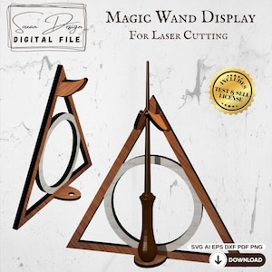 Supporto per bacchetta magica SVG – Espositore per bacchetta laser da mago, supporto per bacchetta in legno da parete, decorazione fantasy - DXF AI PNG