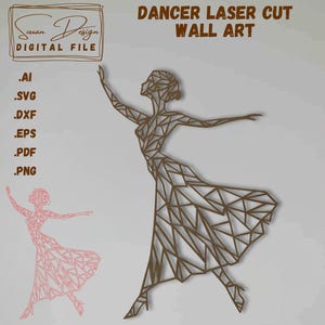 Art Mural Danseuse Géométrique SVG Découpe Laser - décoration murale Original - art moderne - tableau DXF - Art en bois découpé au laser