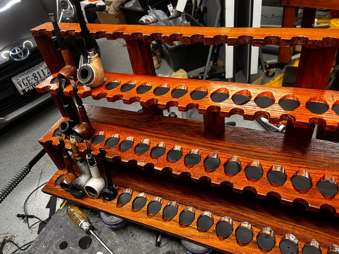 Handmade Wooden Tobacco 60 Pipe Stand Etsy