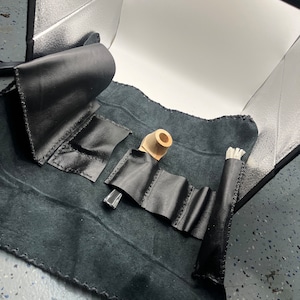 Handmade hand stitched leather tobacco pipe rolls