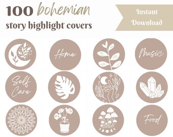 Minimal Boho Instagram Highlight Covers, Minimalist Highlight Icons, Cream, Beige, Bohemian, Lifestyle Story Highlights, Instagram icon set