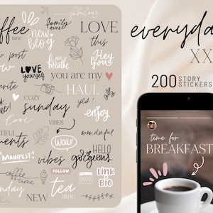 Instagram Story Stickers Everyday Basic, Instagram Sticker, Basic Story Stickers, Instagram Decal, Instagram Handwritten, Minimal Instagram