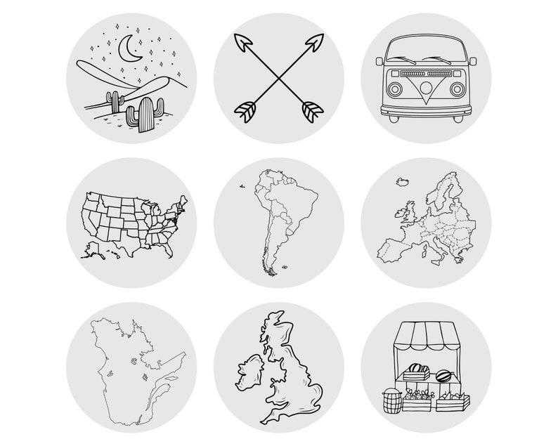 Travel Highlights Highlight Covers Instagram Travel Etsy