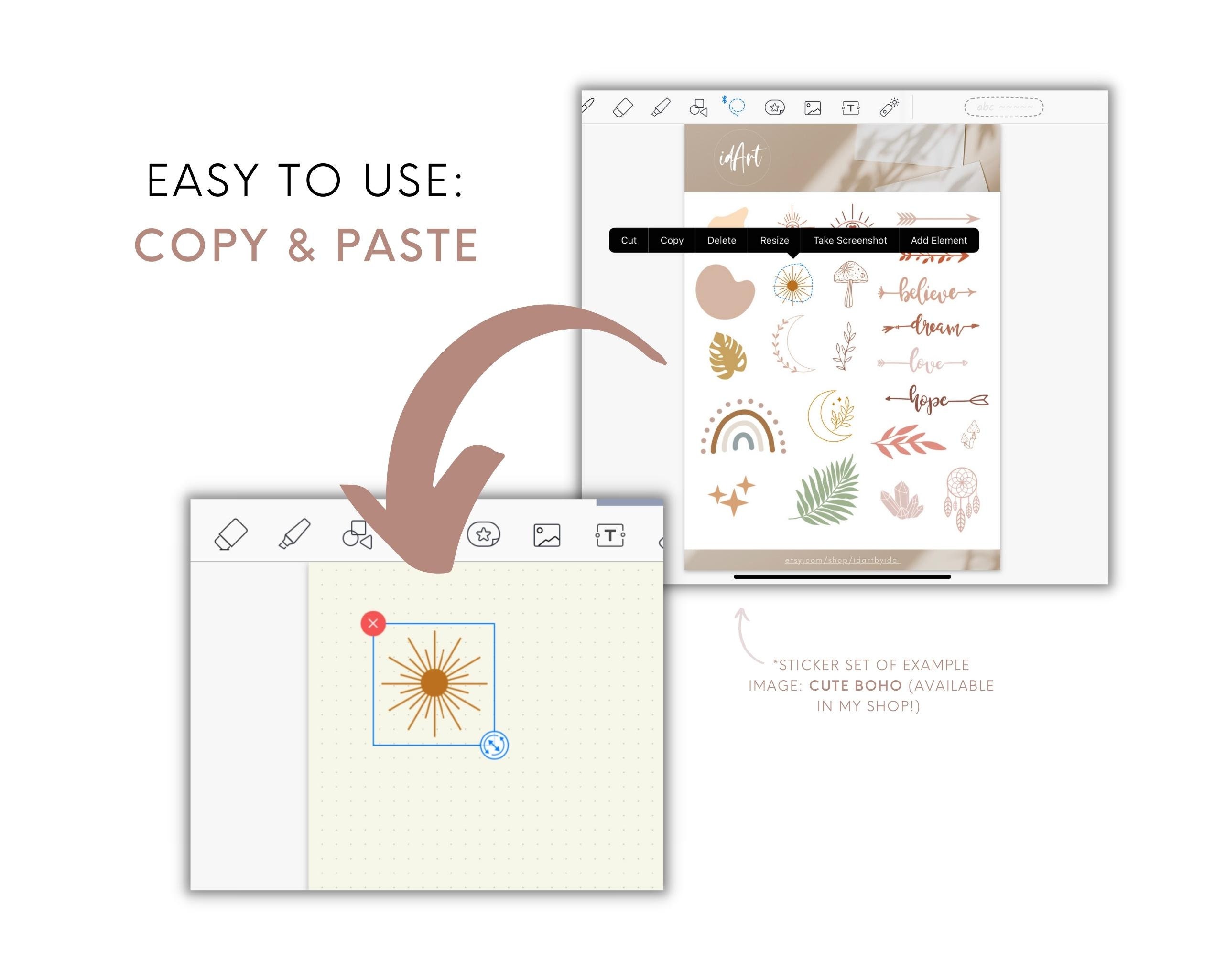 Goodnotes Stickers Floral Boho Frames, Digital Planner Stickers, Pre ...
