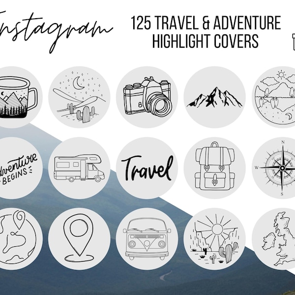 Reise Highlights, Highlight Cover, Instagram Reisen, Instagram Highlights, Social Media Icons, Line Art Highlight, Travel Blogger, Icons