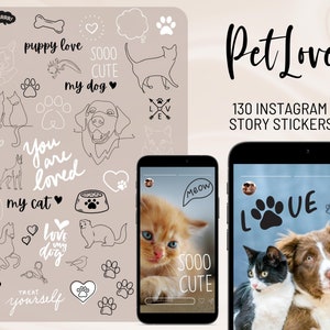 Instagram Story Stickers Pets Dog, Instagram Sticker, Story Stickers, Instagram Decal, Pet Stickers, Digital Download, Puppy Love, Dog, Cat