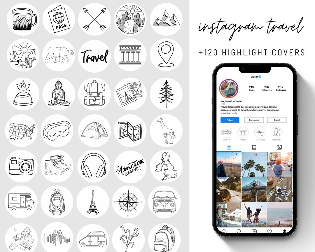 Travel Highlights Highlight Covers Instagram Travel Etsy