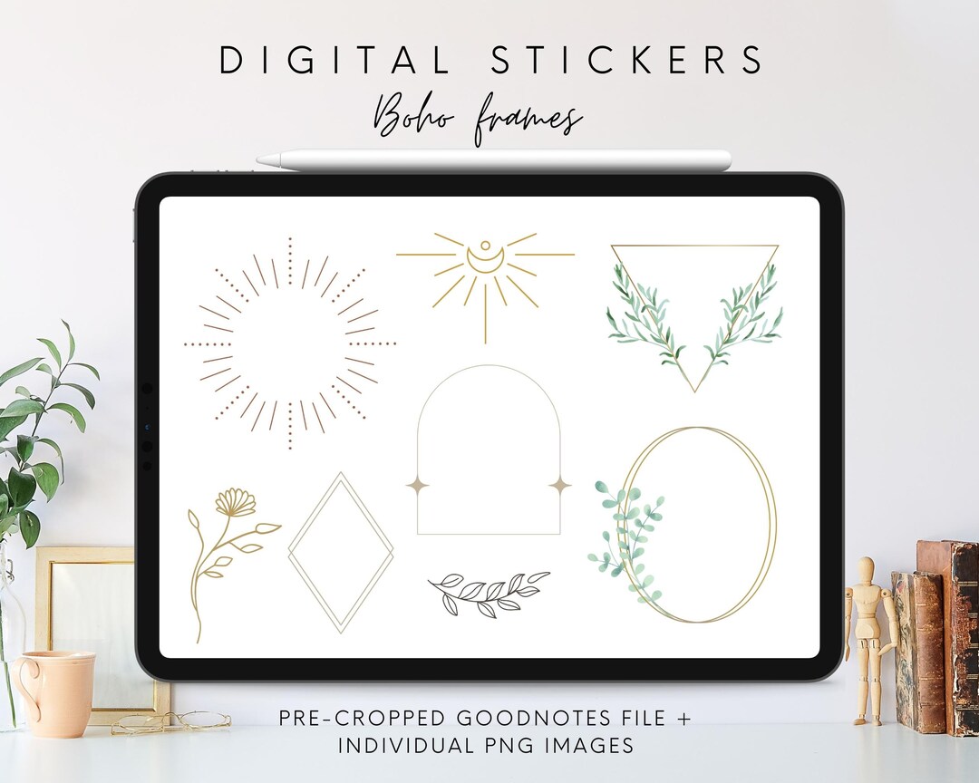 Goodnotes Stickers Floral Boho Frames, Digital Planner Stickers, Pre ...