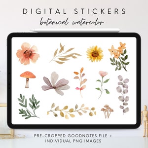 GoodNotes Stickers, Digital Planner Stickers, Pre-Cropped iPad Stickers, PNG Stickers, Cute Boho Stickers, Planner Stickers, Watercolor PNG