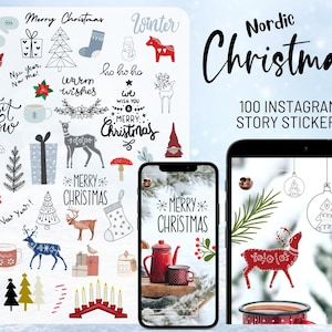 Instagram Christmas Story Stickers, Instagram Sticker, Story Stickers, Instagram Decal, XMAS Stickers, Winter IG Stories, Nordic Christmas
