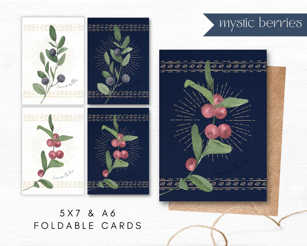 Printable Berry Card, Printable Greeting Card, Holidays Card, Printable ...