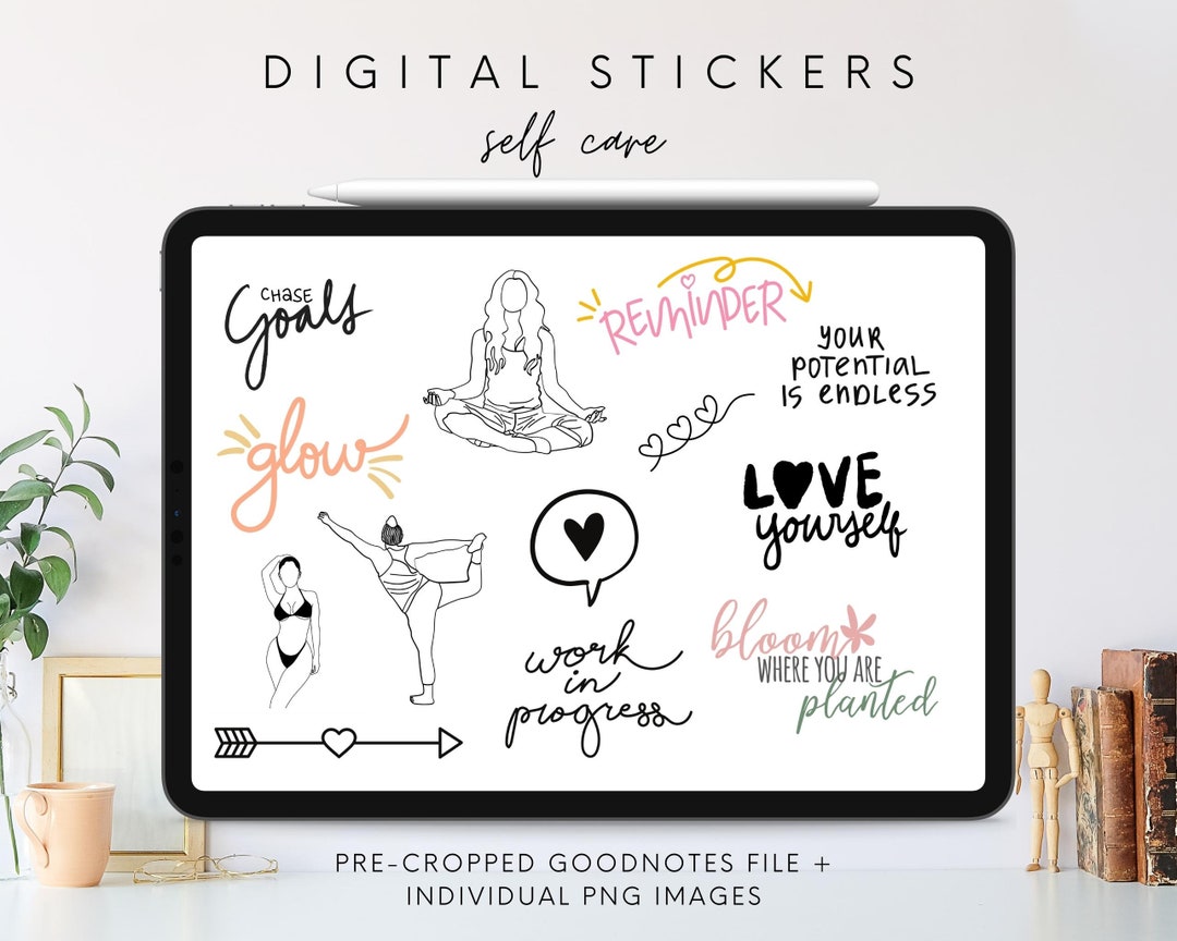 Goodnotes Self Care Stickers, Digital Planner Stickers, Pre-cropped ...