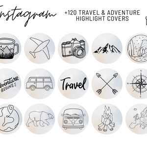 Travel Highlights, Highlight Covers, Instagram Travel, Instagram Highlights, Social Media Icons, Line Art Highlight, Travel Blogger, Icons