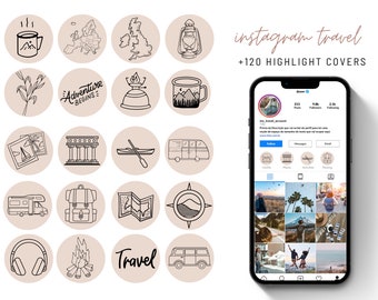 Travel Highlights, Highlight Covers, Instagram Travel Highlight Icons, Social Media Icons, Line Art Highlight, Travel Blogger, Icons