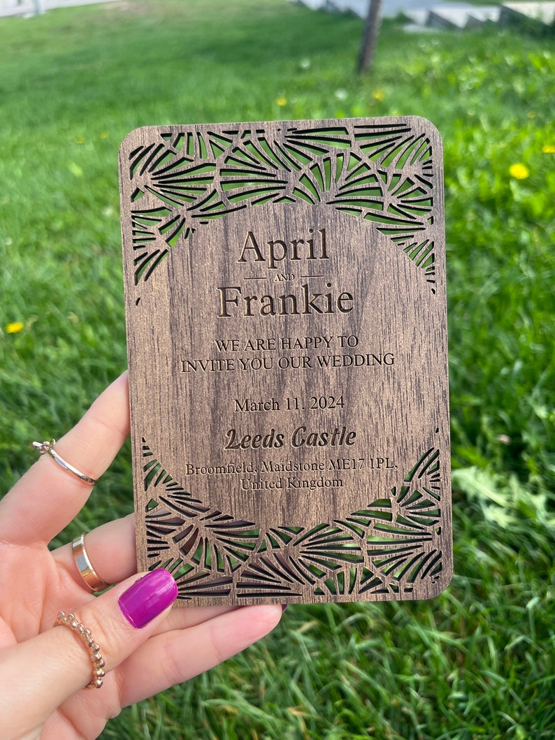 Personalized Wooden Wedding Invitation Rustic Invitation Etsy