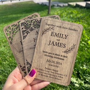 Personalized wooden wedding invitation, Rustic Invitation