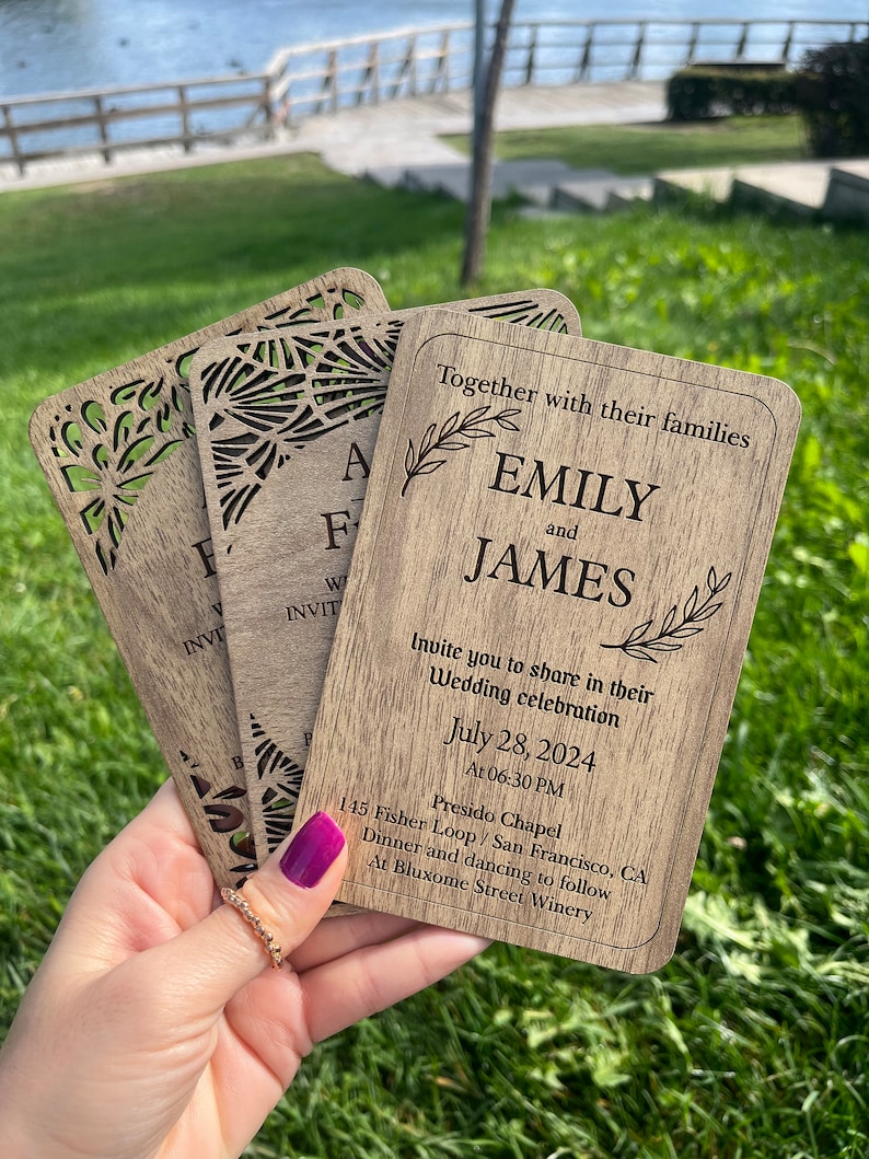 Personalized Wooden Wedding Invitation Rustic Invitation Etsy