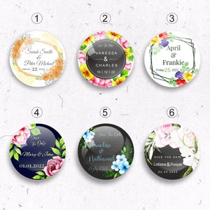 Gift For Guest / For Guests in Bulk / Party Favors / Custom Wedding Favor / Bridal Shower / Button Round Magnet / flower magnet