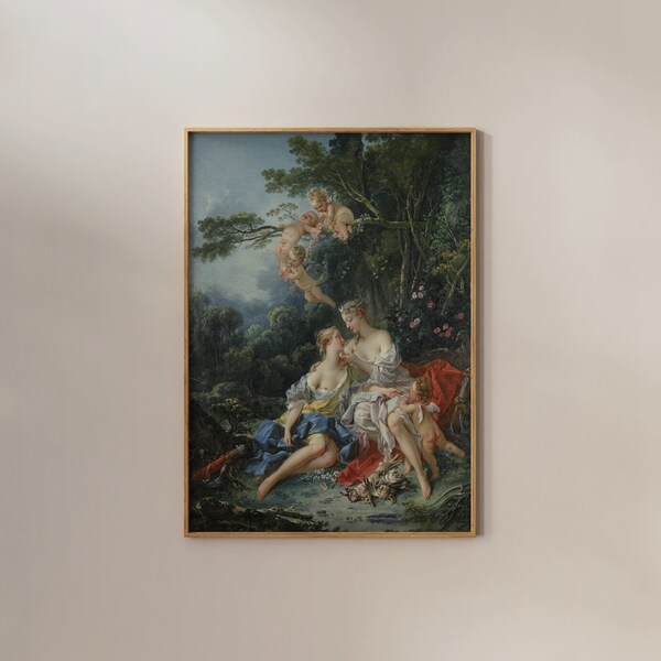 François Boucher Jupiter et Callisto | Reproduction Oil Painting, Vintage Witchcraft Print Antique Fine Art Print, Wall Poster Artwork