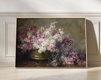 Marie Egner Schale mit Blumen | Dark Floral Painting, Vintage Flowers in a Vase Print, Fine Wall Art Poster, Moody Acedemia Artwork Picture