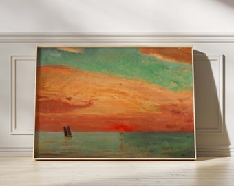 Fujishima Takeji Sunrise over the Eastern Sea | Japanese Landscape Painting, Vintage Print, Fine Wall Art, Poster, Artwork, Antique Pictures