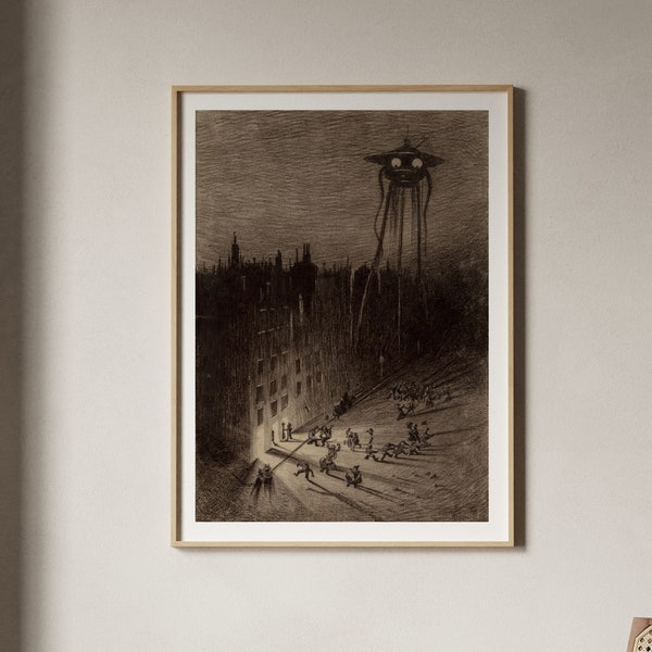 Henrique Alvim Corrêa The War of the Worlds No25 | Martian Invasion Illustration, Victorian Book Print, Fine Wall Art Poster Artwork Picture