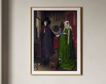 Jan Van Eyck Arnolfini Portrait | Reproduction Oil Painting, Vintage Print, Antique Fine Art Print, Wall Art, Poster Artwork, Picture