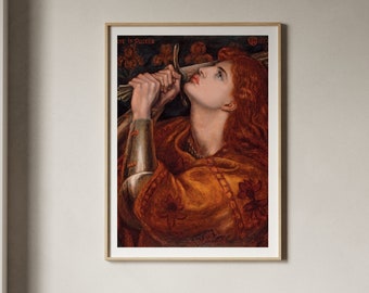 Dante Gabriel Rossetti Joan of Arc | Painting, Vintage Print, Fine Wall Art, Poster, French Protrait Artwork, Antique Pictures