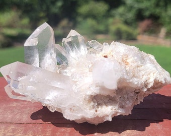 4" Clear Arkansas Quartz Epimorph after Calcite Cluster