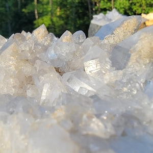 6.5" Clear Quartz Cluster - Druzy Coated Quartz Points - Natural Arkansas Quartz - Home Healing Gift