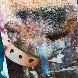Creepy Doll Art aluminum print of Patina.