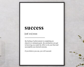 Success Definition Wall Art | Success Dictionary Meaning Poster | Motivational Poster | Printable Wall Decor | Grind Season