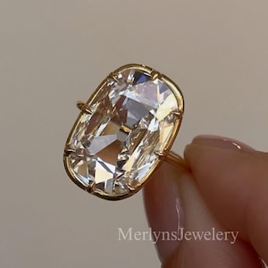 5 CT Old Mine Elongated Cushion Cut Moissanite Engagement Ring Bezel Prong Set Unique 14K Gold Wedding Ring Antique Diamond Anniversary Ring