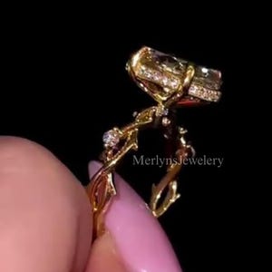3 CT Oval Cut Moissanite Engagement Ring 14K Solid Gold Twisted Flower Band Unique Diamond Wedding Ring Hidden Halo Setting Anniversary Ring