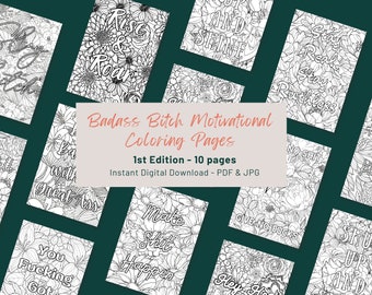 Motivational Adult Coloring Pages, Badass Btch, Women Empowerment, Healing, Girl Boss