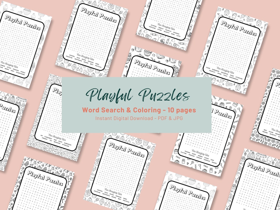 10 Naughty Word Search Puzzles, Coloring Pages, Adult/bdsm/ddlg/kink ...