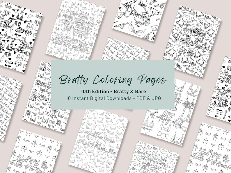 Bratty & Bare Coloring Pages Cheeky NSFW Adult Printables for