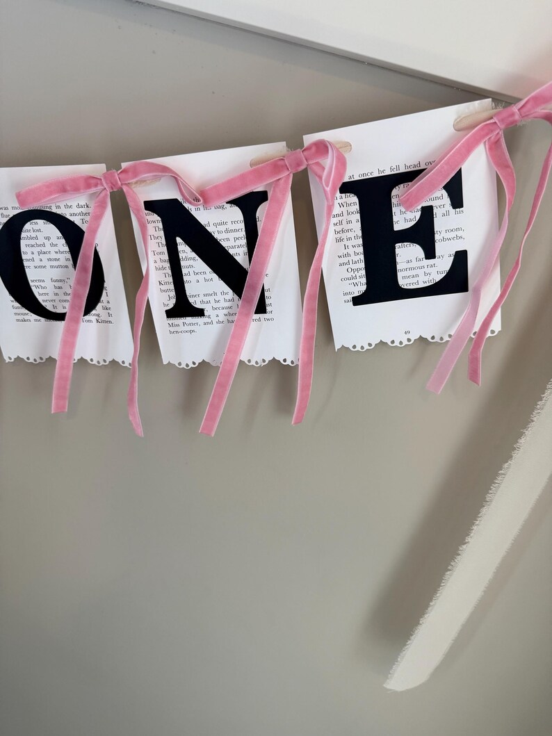 Custom Book Page Banner: Chapter One Birthday, Baby Shower, highchair and milestone banner , storybook image 9
