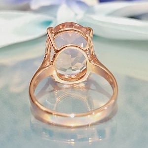 Morganite 14k Gold Ring 8.90 Carat Natural Morganite Oval Cut Gemstone Cocktail Jewelry November Birthstone Statement Ring image 4