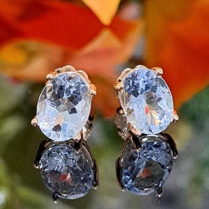 Aquamarine Earrings,  14k Solid Yellow, White Gold, Natural Aquamarine, 8x6mm Oval Cut Gemstone