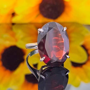 Garnet Ring, 14k Solid Gold, Natural Dark Red Garnet, 20x15mm Oval Cut Gemstone