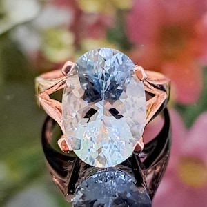Aquamarine Ring, 5.20 Carat Natural Aquamarine, 14k Solid Rose, Yellow, White Gold available