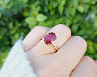Ruby 14k Solid Gold Ring, 10x8mm Oval Red Ruby, July Birthstone