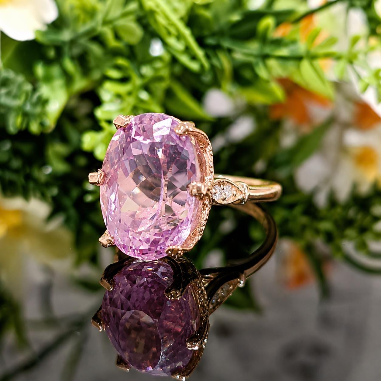 Kunzite Diamond Ring - Etsy
