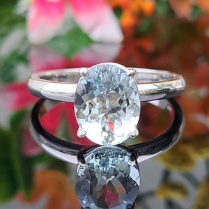 Aquamarine 14k Solid Gold ring, 10x8mm Natural Aquamarine, Solitaire, Engagement,  Anniversary, March Birthstone Ring, Handmade Gift for Her