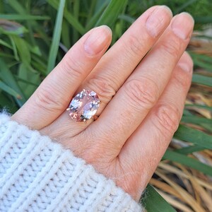 Morganite 14k Gold Ring 8.90 Carat Natural Morganite Oval Cut Gemstone Cocktail Jewelry November Birthstone Statement Ring image 9