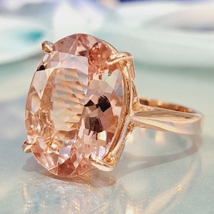 Morganite 14k Gold Ring * 8.90 Carat Natural Morganite * Oval Cut Gemstone * Cocktail Jewelry * November Birthstone * Statement Ring