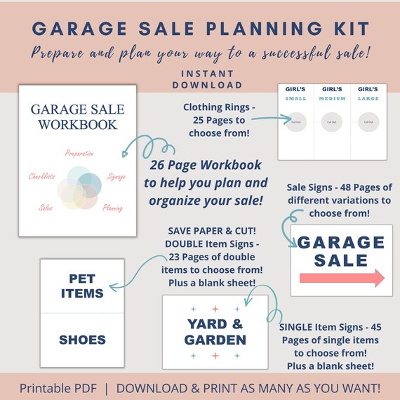 Garage Sale Planning Kit Garage Sale Kit Garage Sale Etsy