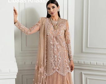 Embroidered Nikkah Sharara, Pakistan Indian Gharara Set, Bridal Outfit, Hand made , Wedding Wear.