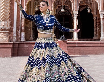 Handmade Pakistani Maxi Suit: Embroidered Organza Lehenga, Party Wedding Wear